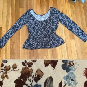 Long sleeve black and grey lace scooped neck long sleeve